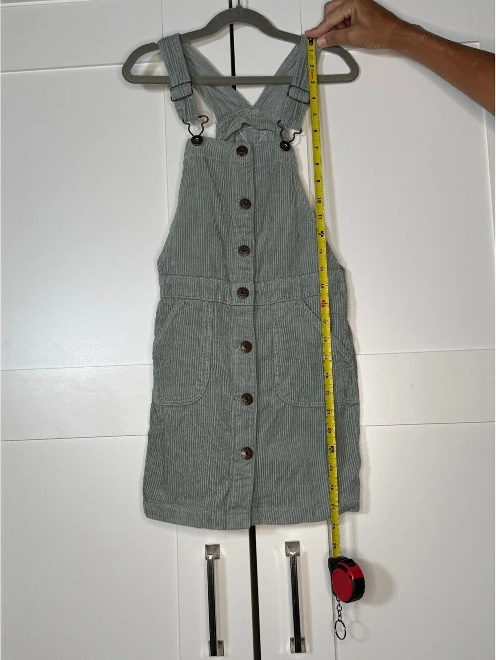 OshKosh B'Gosh Sage Green Button Front Jumper Dress Size 8